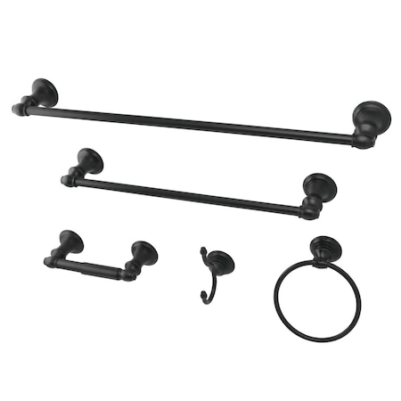 Kingston Brass 5-Piece Bathroom Hardware Combo, Black BAHK2612478K